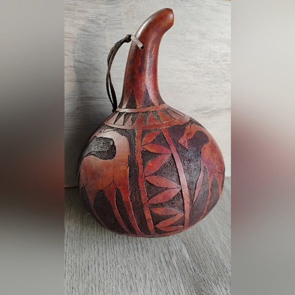 Vintage Maasai Hand Carved Gourd Giraffe Home Decor Kenya - Picture 13 of 13
